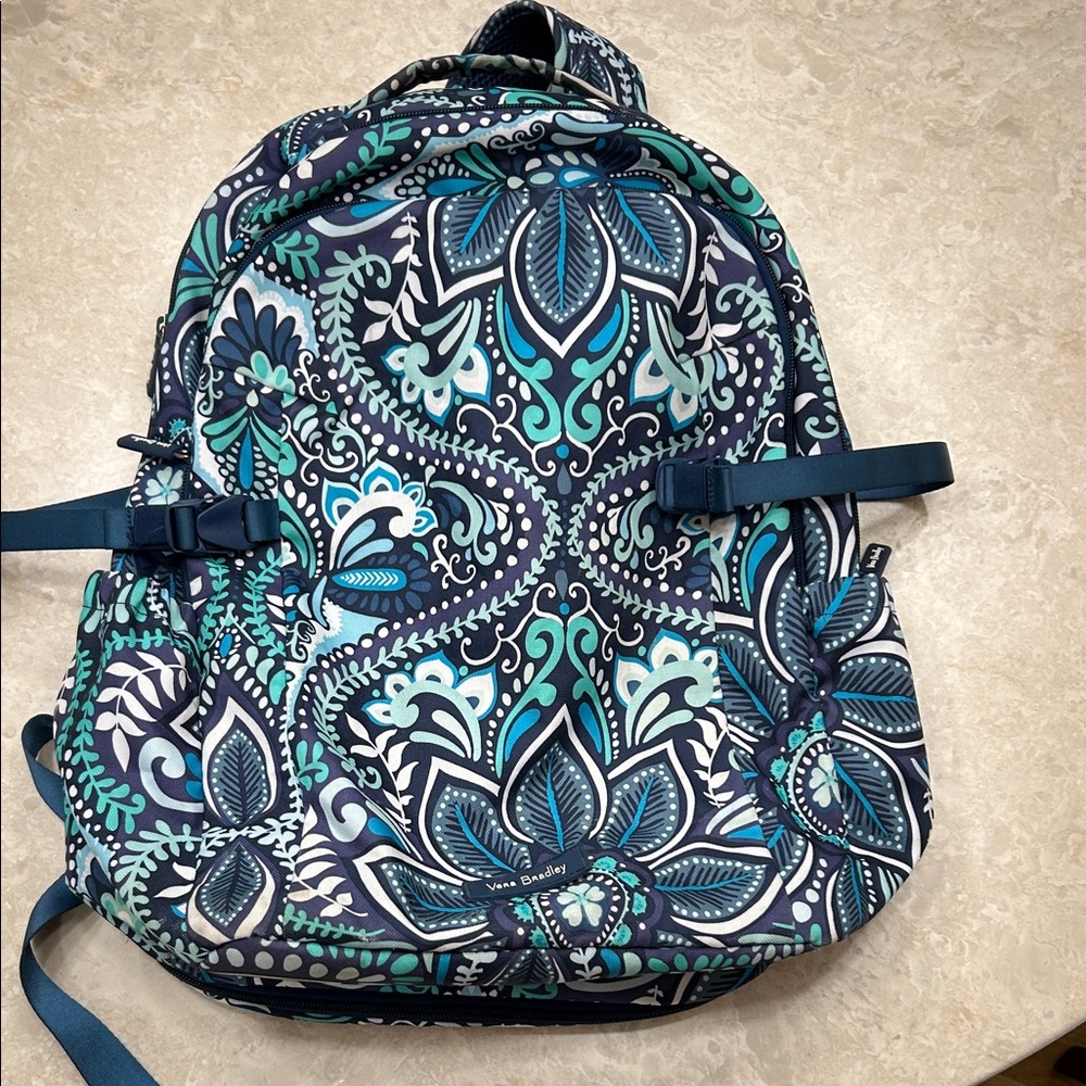 Vera Bradley Paisley Backpack in Blue and Teal - Picture 1 of 8
